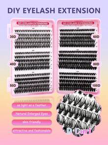 Asiteo 590pcs D Curling Lash Clusters 30D/40D/50D/60D/80D/100D DIY Eyelash Extension Kit With Eyelash Tweezers Brushes Premium Natural Volume Individual Lash Clusters - Reusable, Lightweight, And Easy To Apply Lash Clusters - D - Xem 3