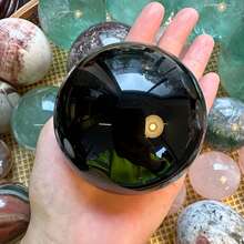 1pc Black Obsidian & Quartz Crystal Ball | Classic Stone Sphere, Suitable For Office & Home Decor, Ideal Birthday & Holiday Gift, Desktop Display - Black - View 2