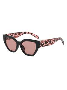 1 Pair Women's Black Cat Eye PC Frame Personalized Contrast Leopard Leg Retro Fashion Fashion Glasses - Black - View 2