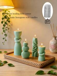 Geometric Wave Cylindrical Silicone Mold, Suitable For Aromatherapy Candles, Handmade Soap, And Gypsum Diffusers - Elliptical Craft Tool - White - View 1