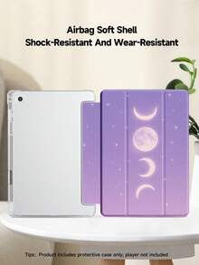 1pc Purple Toned Moonlight & Starry Sky Pattern Flat Tablet Protective Case, Compatible With IPad 10.2 Inch 2021/2020 IPad 10th/9th/8th Gen, IPad (A16) 11 Inch 11th Generation 2025, Compatible With Samsung Galaxy Tab A8 10.5 Inch 2022, Tablet Protective Cover With Pencil Slot, Supports Auto Sleep/Wake Cover, Ramadan - Multicolor - View 7