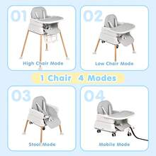 Advwin 4-In-1 Baby High Chair Portable Feeding Chair Foldable Infant Dining Seat - 灰色 - 查看 3