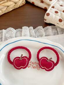 2pcs Cute Bear Apple Hair Bands Fruit Pink Girls Headband Headwear Rubber Elastic Headband Hair Accessories Headdress - Multicolor - View 13