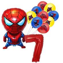 漫威英雄蜘蛛侠乳胶铝箔气球生日派对装饰，生日快乐气球组合，完美生日礼物，性别揭晓派对墙面装饰气球套装 - 彩色 - 查看 10