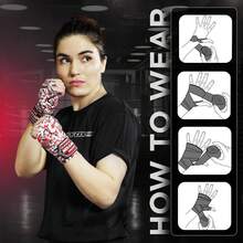 Vendas de Boxeo Guantes Interiores, elásticas, con Lazo para el Pulgar, Estilo Mexicano, para Debajo de los Mitones - Malla Roja - Ver 8