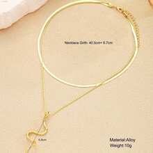 Colar Feminino Duplo com Pingente de Cobra, Correntes Fina e Laminada, Estilo Moderno - Dourado - Visão 2