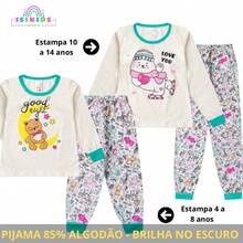 2-Piece Girls' Winter Pajamas, Ages 2-14, Long-Sleeved Sleepwear - 1 Top And 1 Pants - 米色 2 - 查看 1