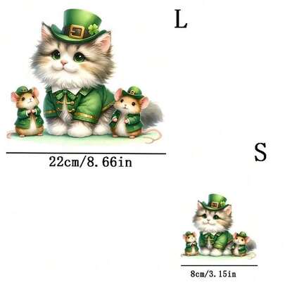 1/2/3 piezas Pegatinas de transferencia de calor con patrón de gato y ratón, plástico duradero, adecuado para camisetas DIY, vaqueros, sudaderas, bolsas, almohadas (colores mixtos), manualidades navideñas, decoración permanente, adorno de ropa, decoración de fiesta