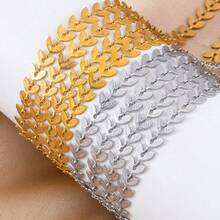 1m Fashionable Stainless Steel Chain With Gold Leaf Pattern, Suitable For DIY Necklace, Bracelet, Anklet Jewelry Making - Stainless Steel Chain - View 5