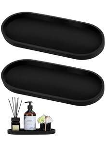 1/2 khay silicon hình oval dùng cho phòng tắm, khay đựng đồ trang sức bằng nhựa, khay trang trí phòng tắm, khay đựng trang sức phù hợp cho phòng tắm, phòng ngủ, dùng để cất giữ trang sức. - Nhiều màu - Xem 2