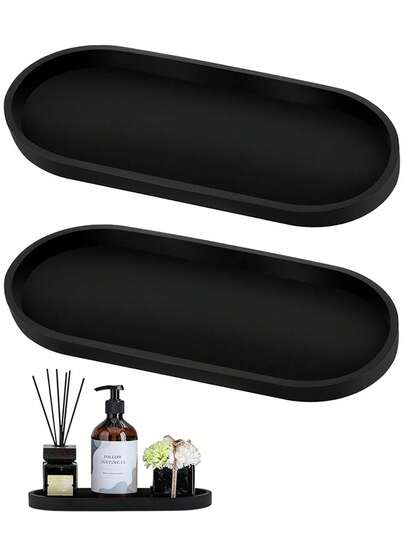 半个椭圆形硅胶浴室梳妆托盘，树脂浴室装饰收纳托盘，珠宝托盘，适用于浴室、卧室梳妆台、珠宝收纳