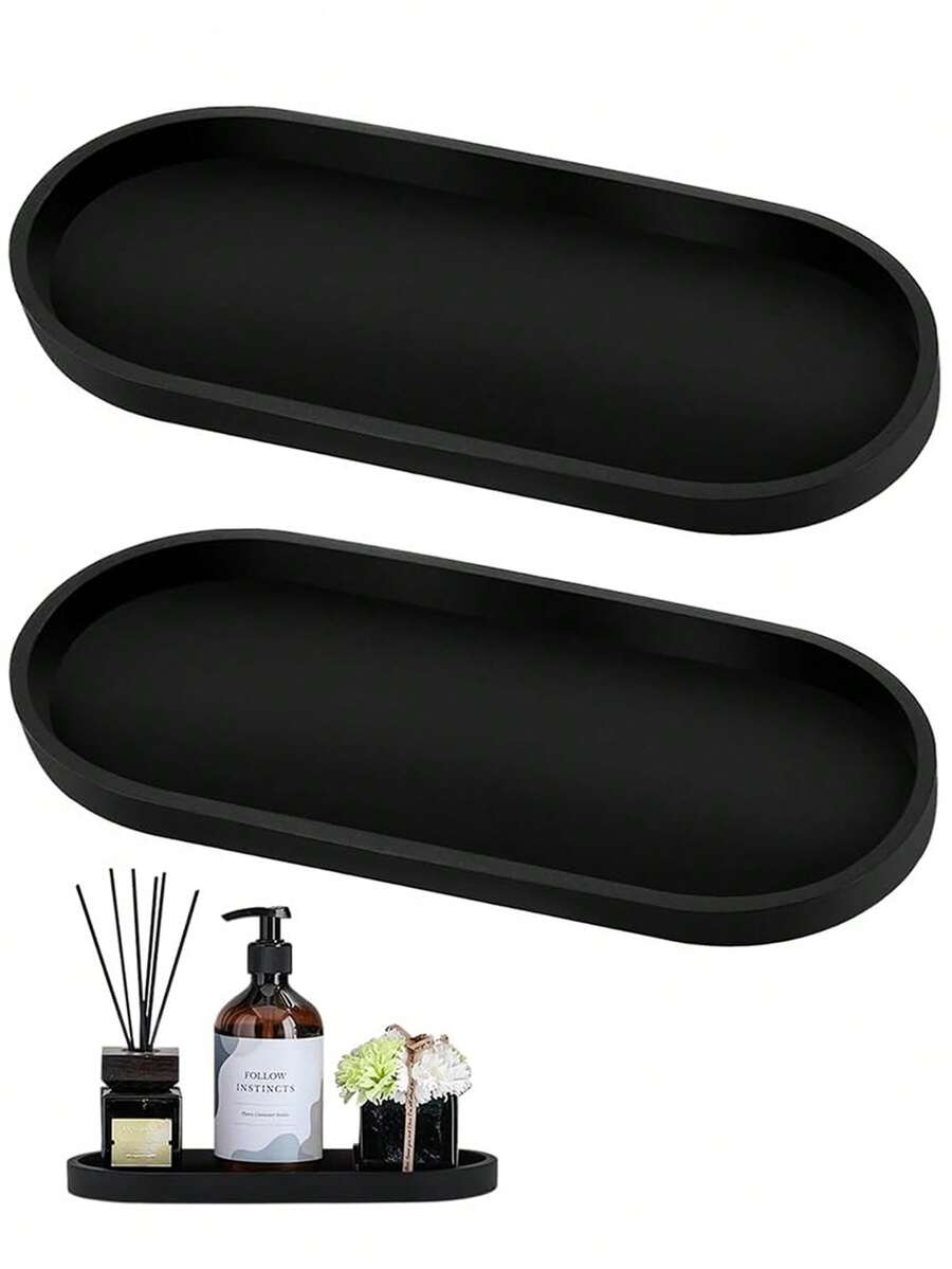 1/2 khay silicon hình oval dùng cho phòng tắm, khay đựng đồ trang sức bằng nhựa, khay trang trí phòng tắm, khay đựng trang sức phù hợp cho phòng tắm, phòng ngủ, dùng để cất giữ trang sức.