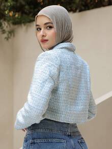 DAZY Women's Plaid Collar Jacket - Blue - View 5