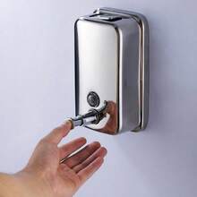 Aimall Stainless Steel Wall Mounted Soap Dispenser Hotel Bathroom Sanitizer Bottle AU - Silver - View 8