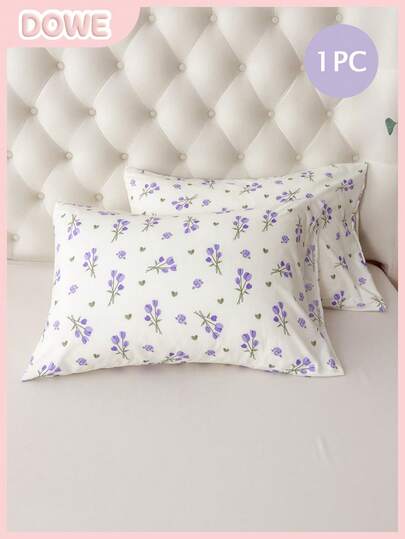 1PC 100% Polyester Fiber, Floral Print, Lightweight, Breathable, Soft, Pillowcase (Without Filling), Bedding For Boys' And Girls' Dormitories, School Bedding, Bedroom Decoration.
