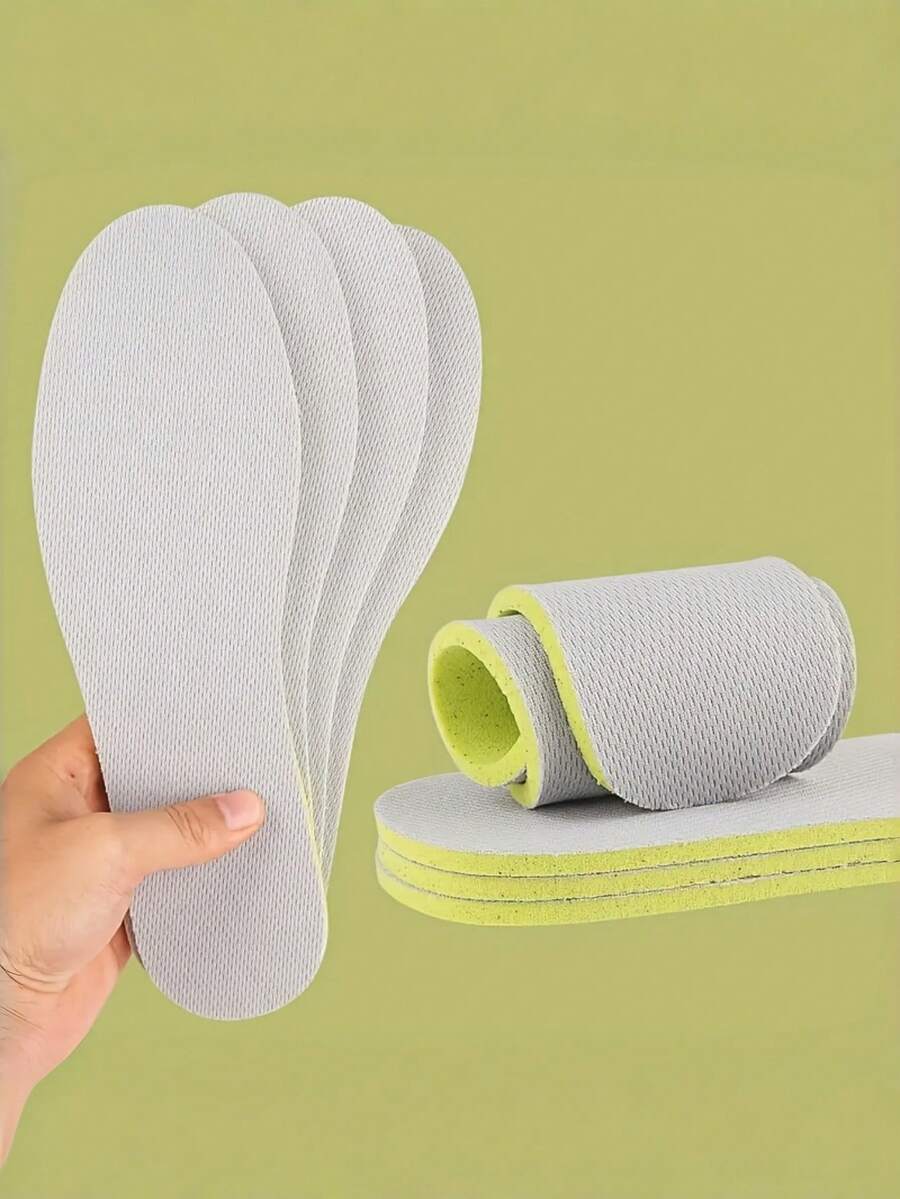 2 Pairs Unisex Sweat-Absorbent Breathable Non-Slip Soft Insoles, Suitable For Dress Shoes, Sneakers, Basketball Shoes