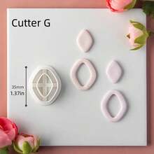 Minimalist Geometric Polymer Clay Cutters Set – Kawaii Teardrop, Oval & Rhombus Shapes, Boho Chic Craft Essentials For DIY Earrings, Modern Jewelry Charms & Unique Gifts - White - View 18