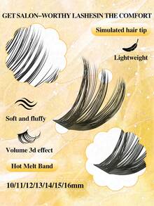 640/592/320pcs Eyelash Extension Kit, DIY Eyelash Extension Set (8-16mm), Individual Cluster Lashes D Curl Eyelash Extension Kit With Glue, Sealer And Lash Applicator, Suitable For Daily Use, Parties, Travel Or Gift For Family And Friends - 黑色 - 查看 8