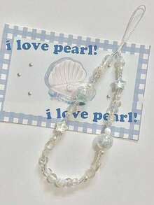 1pc Spring And Summer New Shell Stars Ocean Style Blue Gentle Series Diy Short Mobile Phone Lanyard Mobile Phone Charm Compatible Bag Pendant Key Chain Camera Ccd Lanyard Specially Designed For Women Gifts For Mother, Family, Friends, Birthday, Holiday Phone Chain Compatible With Android And Most Smartphone,Gifts For Mother, Family, Friends, Kids, Birthday, Holiday - 淺藍色 - 查看 3