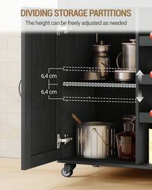 HaluPeit Serving Trolley With 3-Tier Wine Rack, Kitchen Trolley With Wheels, 3-Tier Storage Shelf, Wine Rack, For Kitchen, Living Rooms And Dining Rooms & Outdoor Use, 68 * 86 * 40 Cm - 黑色 - 查看 6