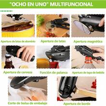 ¡RecomendadoOcho en Uno Abrelatas Manual, Multifuncional Abridor de Botellas, Magnético Diseño Ergonómico con Mango Giratorio de 360 ° , Aleación de Acero Inoxidablematerial ABS Antideslizante, Fácil de Almacenar¡Top de Temporada - 1 - Ver 2