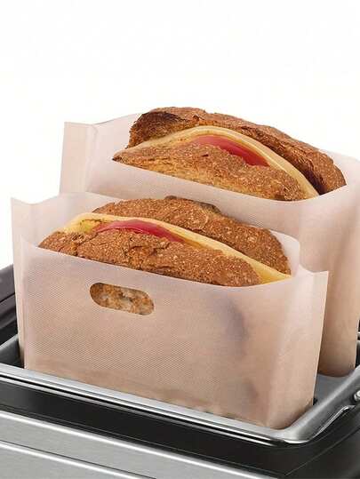 1/5pcs Reusable Non-Stick Toast Bags, Suitable For Baking Grilled Cheese Sandwiches, Pizza, Panini, Heat Resistant Waterproof Baking Bread Bags, Suitable For Events And Gatherings