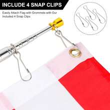 1 Set Asta de bandera extensible, incluye 1 pieza Asta de bandera telescópica de acero inoxidable de 2,5 m y 4 piezas de ganchos, poste extensible resistente para uso en exteriores - JJ1419 - Ver 7