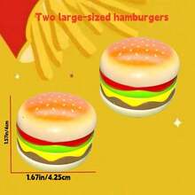 磁性滑动汉堡玩具 - 多色减压指尖玩具，适合成人，趣味设计，滑动顺畅，食物造型，热门派对礼物，发出舒缓压力的声音，每层均可单独拆卸，配有逼真的芝麻面包、生菜、番茄和奶酪，互动式手指滑块 - 彩色 - 查看 10