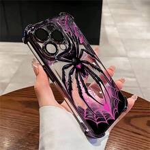 Phone Case: Cool And Stylish Spider Pattern Phone Case, Suitable For Apple Phone 11, 12, 13, 14, 15, 16, 17 PRO MAX X XS MAX 14Plus, Shockproof, Retro, Fashionable, Cute And , Can Be Given To Friends Or Used For Personal Purposes - 紫色 - 查看 1