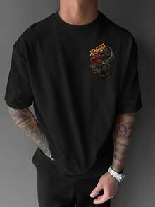Camiseta Flor Serpente Camisa Blusa Unissex Masculino Feminino 100% Algodão Top Premium Street Wear Lançamento Envio Imediato Varias Cores!! - Preto - Visão 2