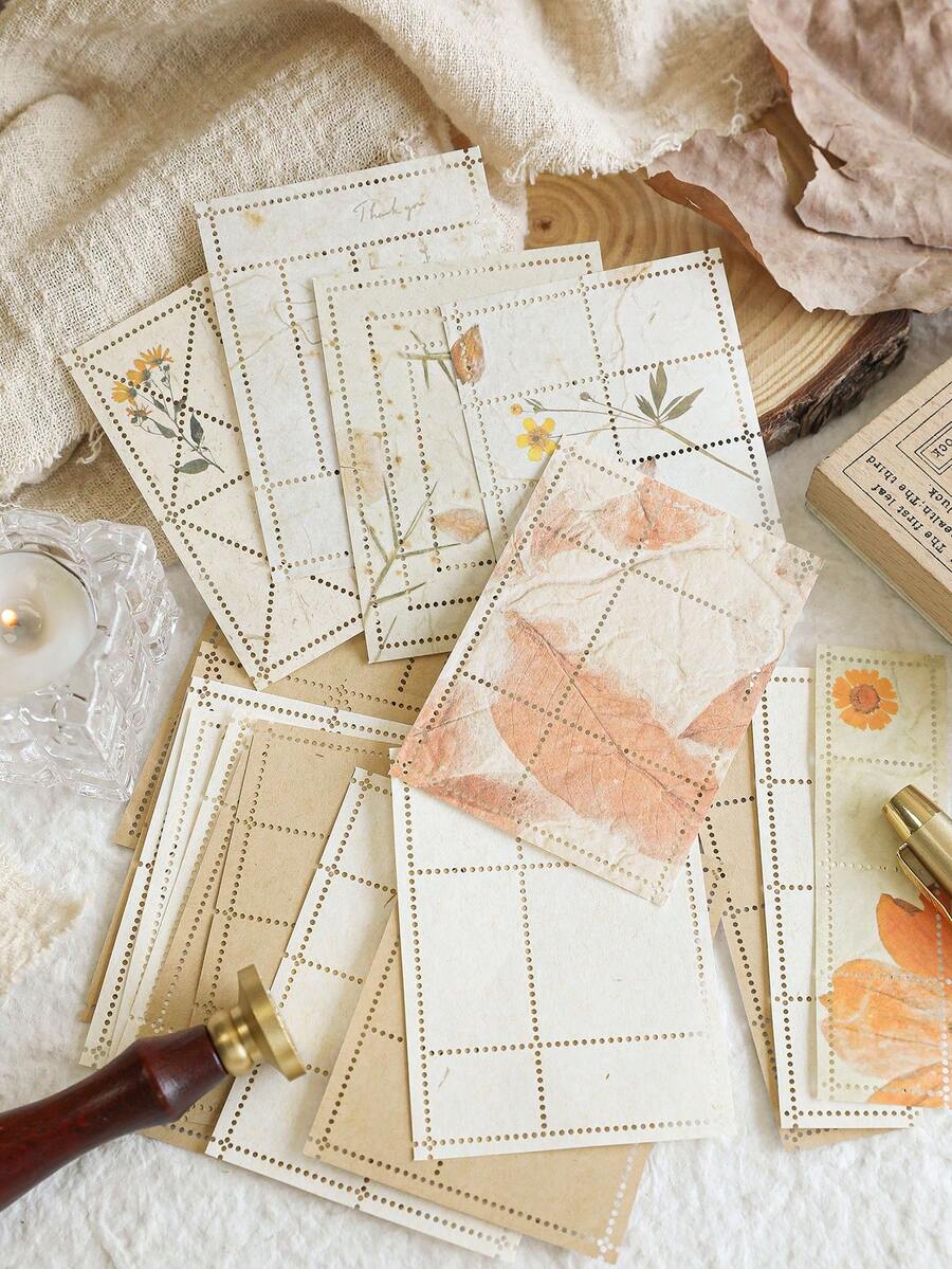 MOCARD 18 szt./opakowanie Papier do scrapbookingu w stylu vintage, nieprzylepny materiał dekoracyjny DIY, prezent świąteczny, ręcznie robione materiały do kolażu, spersonalizowane planowanie scrapbookingu, kreatywne artykuły szkolne - 3. Palma morelowa - Zobacz 1