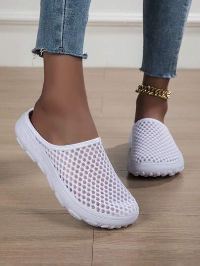 White Breathable Mesh Slip-On Sneakers | Soft Sole Lightweight Slip-On, Suitable For Walking, Home, Commuting, Unisex Couple Slippers Size 36-47. It Can Quickly Wick Away Sweat And Won't Make Your Feet Feel Stuffy, Paired With A Soft And Lightweight Sole, Comfortable To Wear For Long Periods. The Slip-On Design Makes It Easy To Put On And Take Off, Suitable For Walking, Strolling, Home, Commuting And Other Scenarios.