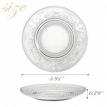 6 Inch Clear Glass Plates 4 Pack Vintage Dinnerware Set Clear Floral Textured Dinner Plates For Home Party Wedding Crystal Glass Dishes For Fruit Salad Appetizer Dessert - 清除 - 查看 3