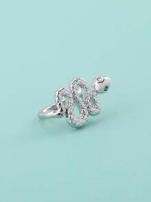 1 pieza Anillo de nariz falso en forma de U con micro-incrustación de circonita, de moda - Plateado - Ver 2