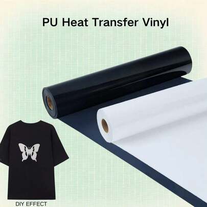 25cm X 30cm White And Black PU Material Heat Transfer Printing Film, Garment Heat Transfer Film