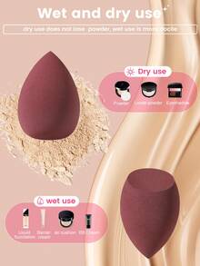 10件套化妆工具套装，包括：5个化妆海绵+5个三角粉扑 - 酒紅色 - 查看 4