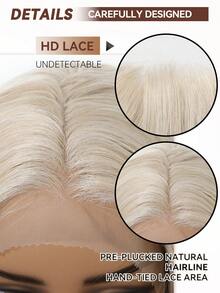 26 Inch Platinum Blonde Long Wavy Natural Curly Lace Front Synthetic Wig, Suitable For Dates, Daily Wear And Special Occasions - Gold - View 7