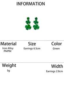 1 Pair Minimalist Elegant Green Clover Stud Earrings, Suitable For St. Patrick's Day Party, Banquet And Daily Wear - Green - View 7