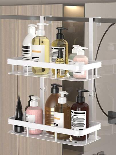 1Pc No Drill Installation Bathroom With Shelves,Space-Saving Shelves Suitable For Bathrooms,Ideal For Shampoo, Conditioner, Cosmetics Modern Bathroom Organizer Wall Rack And Storage Solution