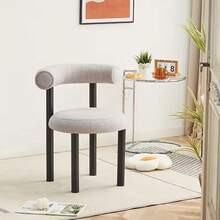 1pc Contemporary Velvet Dining Chair with Bow Accent - Elegant Metal Frame, Soft Cushioned & Backrest, Sturdy Construction, No Electricity Needed 1pc Sillón Acolchado en Crema con Cojín y Respaldo en Crema - Color Crema Suave, Adecuado para Hogar, Oficina, Dormitorio - Requiere Montaje, Silla Cómoda - Blanco - Ver 2