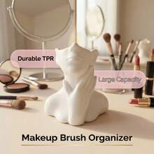 1pc 3-Color Abstract Minimalist Nordic Style Makeup Brush Holder, Desktop Organizer - A-white - View 2