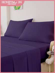 HONEY MOON 2pcs Soft & Smooth Solid Color Pillowcase, Breathable, Envelope Closure, Wrinkle Resistant, No Filling - Fits T/F/Q/K Size Home & Dorm, OEKO-TEX Certified, Purple - Dark Purple - View 2