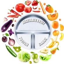4 Pack 304 Stainless Steel Divided Plate, 8 Inch 3 Section Round Divided Plates Portion Control Plates Partition Plate For Adults, Camping, Picnic, Home, Silver - Bạc - Xem 9