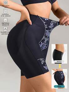 Women's High Waist Yoga Pants, Tummy Control Seamless Shapewear Leggings, Breathable Slim Fit Compression Bottoms - Black - View 1