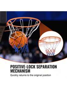 Basketball Rim, Wall Door Mounted Basketball Hoop, Heavy Duty Q235 Basketball Flex Rim Goal Replacement With Net, Standard 18" Indoor And Outdoor Hanging Basketball Hoop - 橘色 - 查看 4