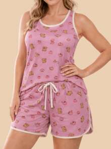 FEMINNITA Baby Doll Regata Estampado Nadador Isabel - Rosa capivara - Visão 4