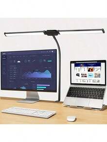 Đèn bàn LED kẹp hai đầu cổng USB, có kẹp, cánh tay cổ ngỗng điều chỉnh được, đèn bàn LED bảo vệ mắt, đèn màn hình máy tính, 10 mức điều chỉnh độ sáng, 3 chế độ nhiệt độ màu, phù hợp cho đầu giường, văn phòng, bàn làm việc, đọc sách và các không gian khác - 3 màu - Xem 10