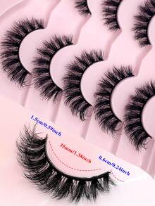 ENCHUW 5 par 3D lösögonfransar naturliga ögonfransar naturlig look korta lösögonfransar förpackning återanvändbara lösögonfransar mjuka spetsiga ögonfransar fluffiga ögonfransar - Svart - Visa 2