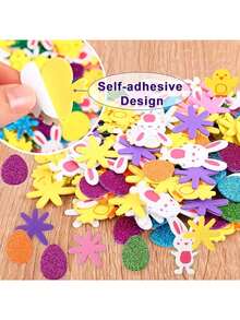 120 piezas/Paquete Pegatinas de espuma de conejo con brillo de Pascua, Pegatinas de espuma de Pascua, Pegatinas de primavera, Empaque a granel colorido, Pegatinas de huevos, conejos, polluelos y flores, Adecuado para manualidades, tarjetas de felicitación, decoración del hogar y suministros de Pascua - Multicolor - Ver 6