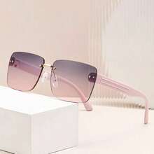 1 Pair Frameless Edged Women's High-End European And American Style Fashion Glasses - Pink - View 1